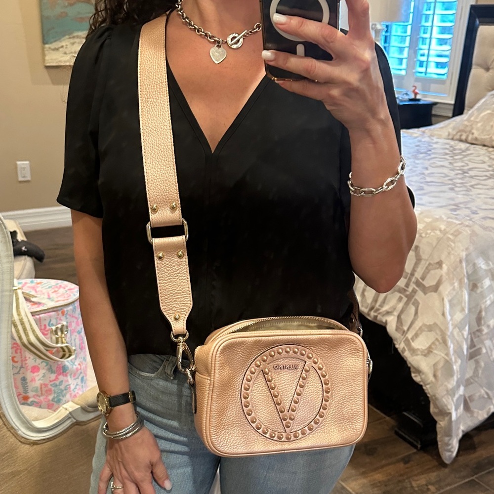 Valentino Mia Rock Learher Crossbody Bag Rose/Blush